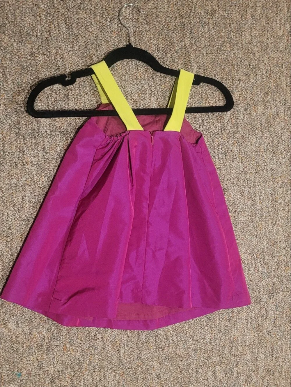 Jacadi Paris purple dress with lime green straps and bow detail, size 3 years.